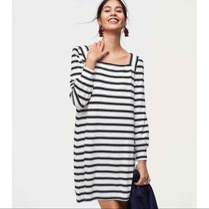 LOFT Black and White Striped Shift Dress, Size M